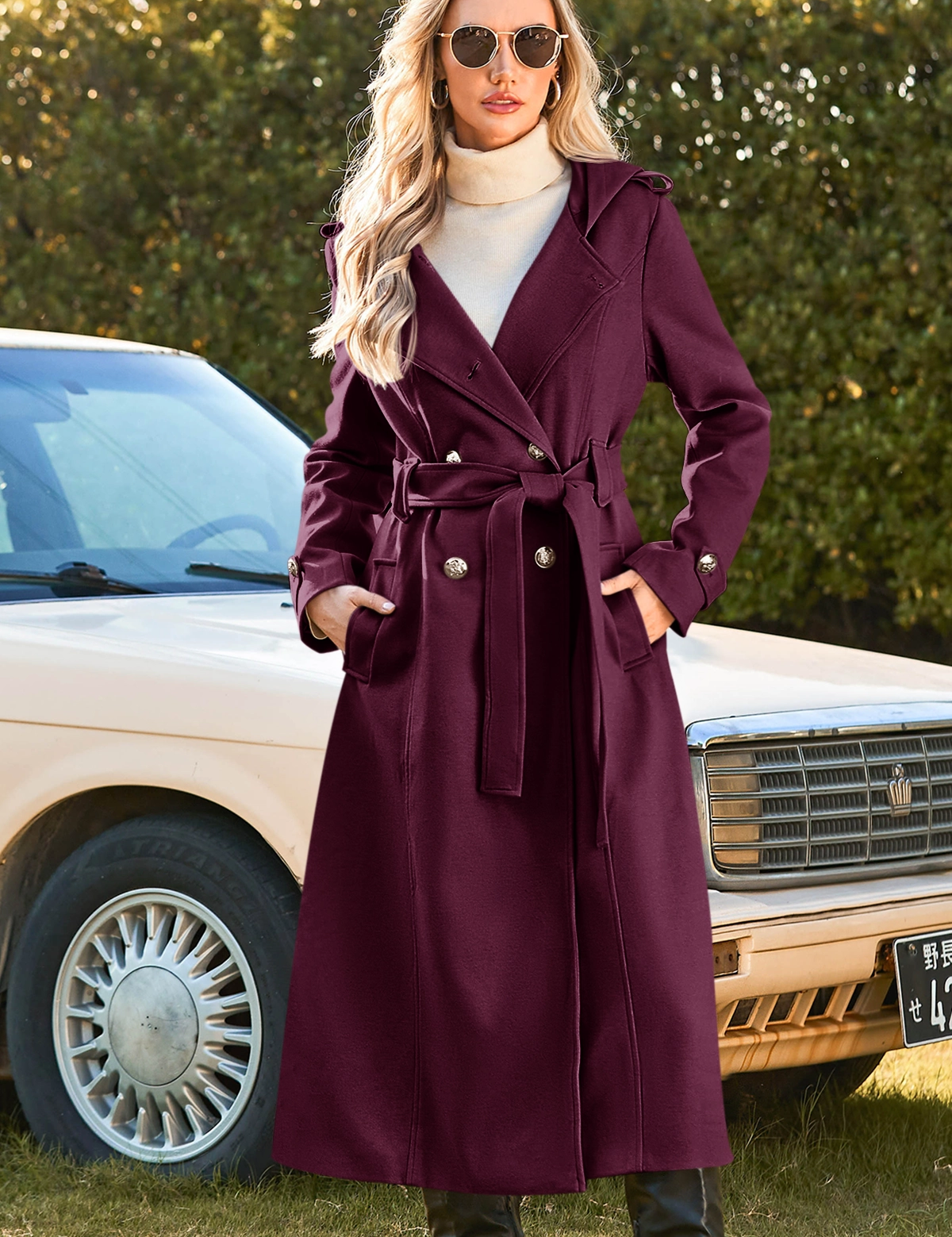 CicyBellWomensWineRedHoodedCoatN3E2331.webp