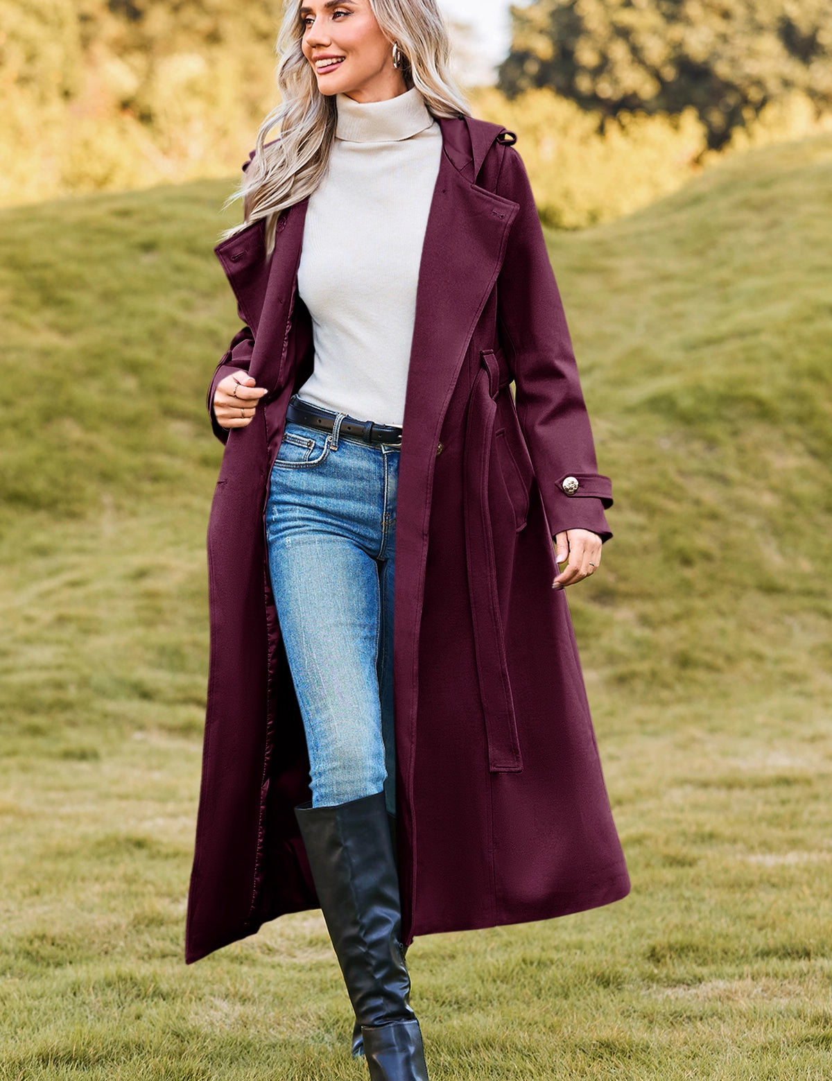 CicyBellWomensWineRedHoodedCoatN3E2332.webp