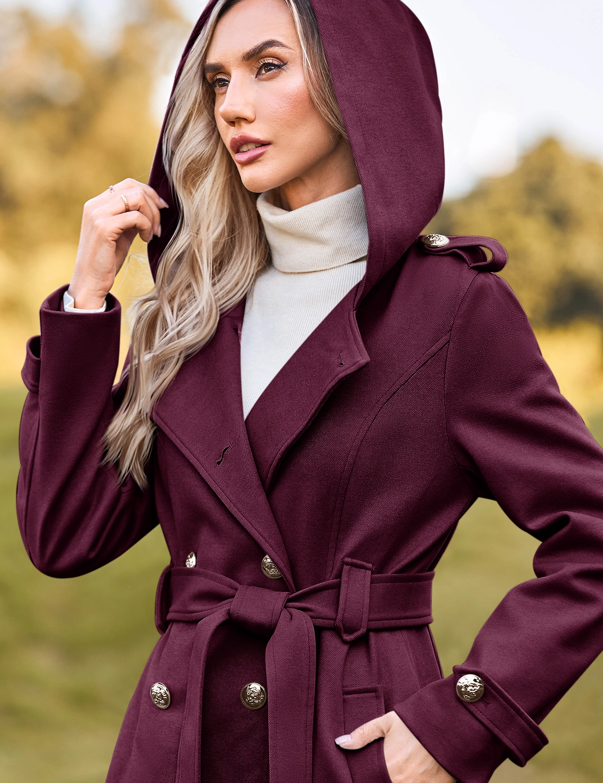 CicyBellWomensWineRedHoodedCoatN3E2334.webp