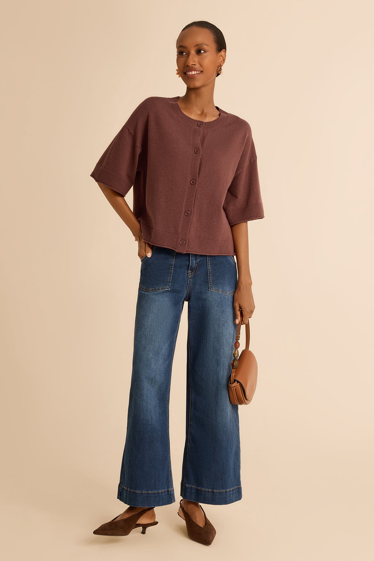 Womens Coffee Cardigan Tops | Cicy Bell