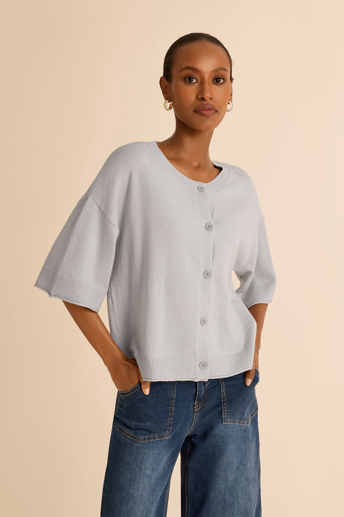 Womens Grey Cardigan Tops | Cicy Bell