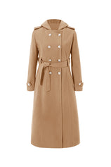 Cicy Bell Womens Camel Long Hooded Coat