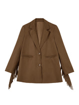 Cicy Bell Womens Dark Brown Fringe Jacket
