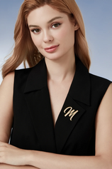 Cicy Bell Womens Letter M Gold Brooch Pins