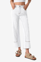 Cicy Bell Womens White Straight Leg Jeans