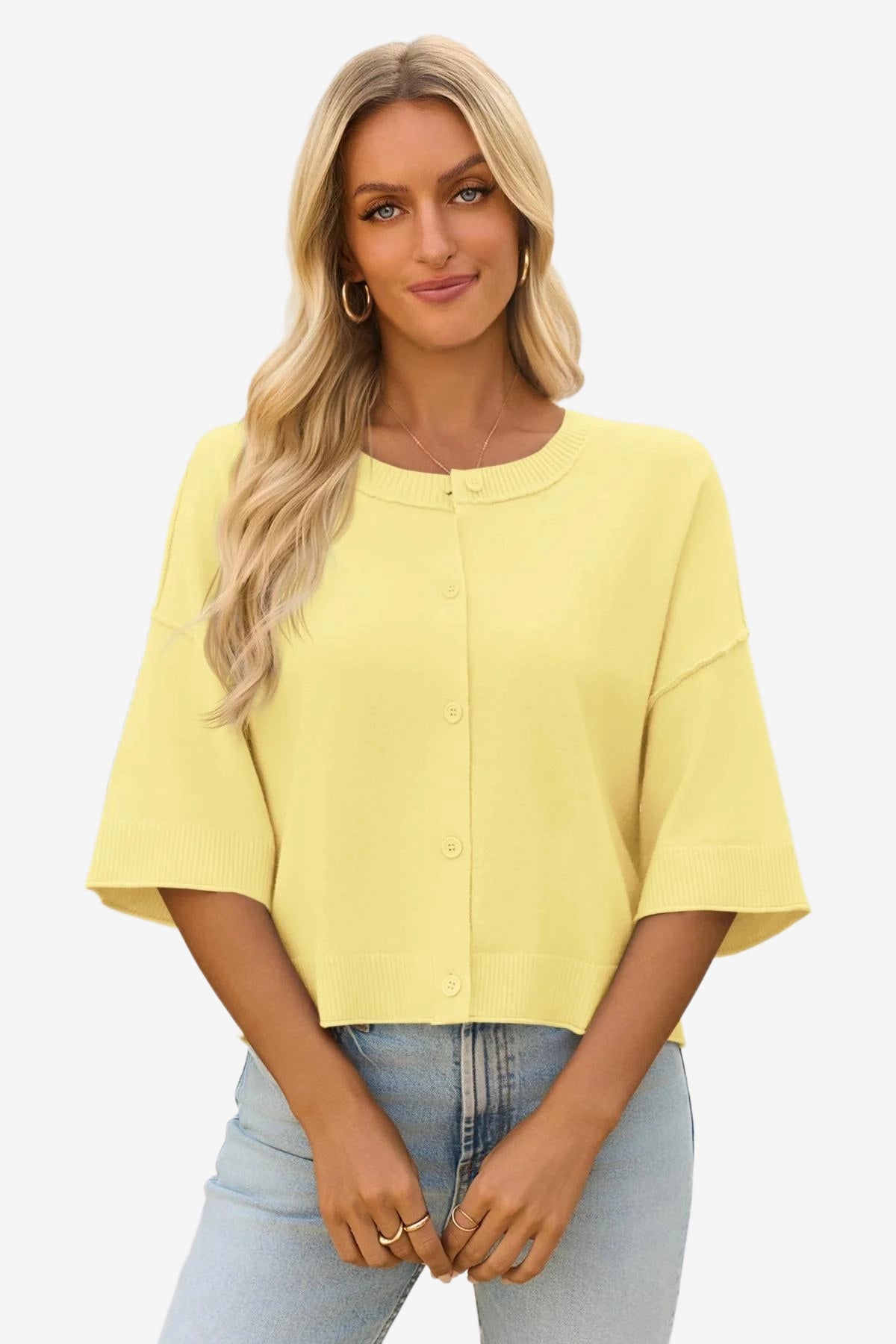Cicy Bell Womens Yellow Cardigan Tops