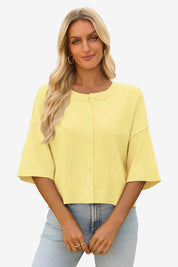 Cicy Bell Womens Yellow Cardigan Tops