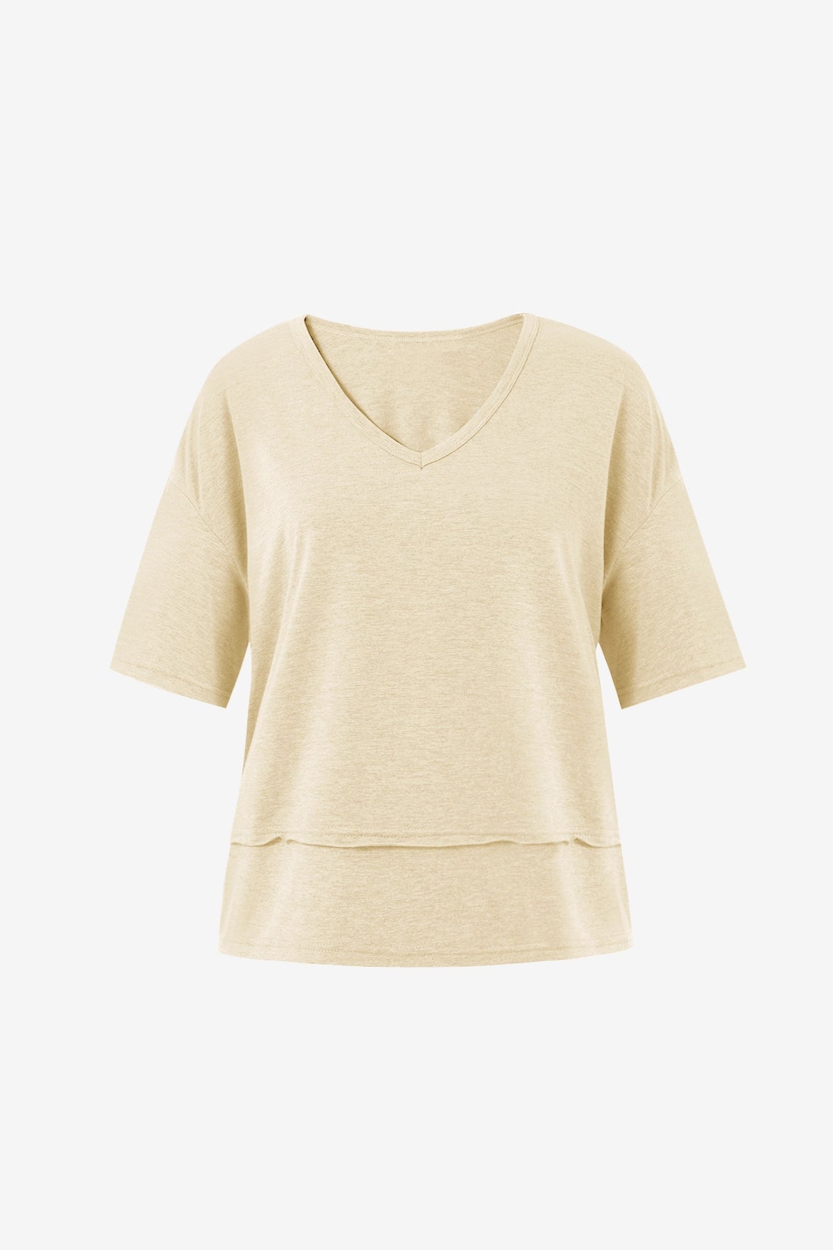 Womens Apricot Summer V Neck T Shirts | CicyBell
