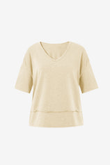 Womens Apricot Summer V Neck T Shirts | CicyBell
