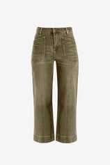 Womens Army Green Cropped High Waisted Baggy Jeans | CicyBell