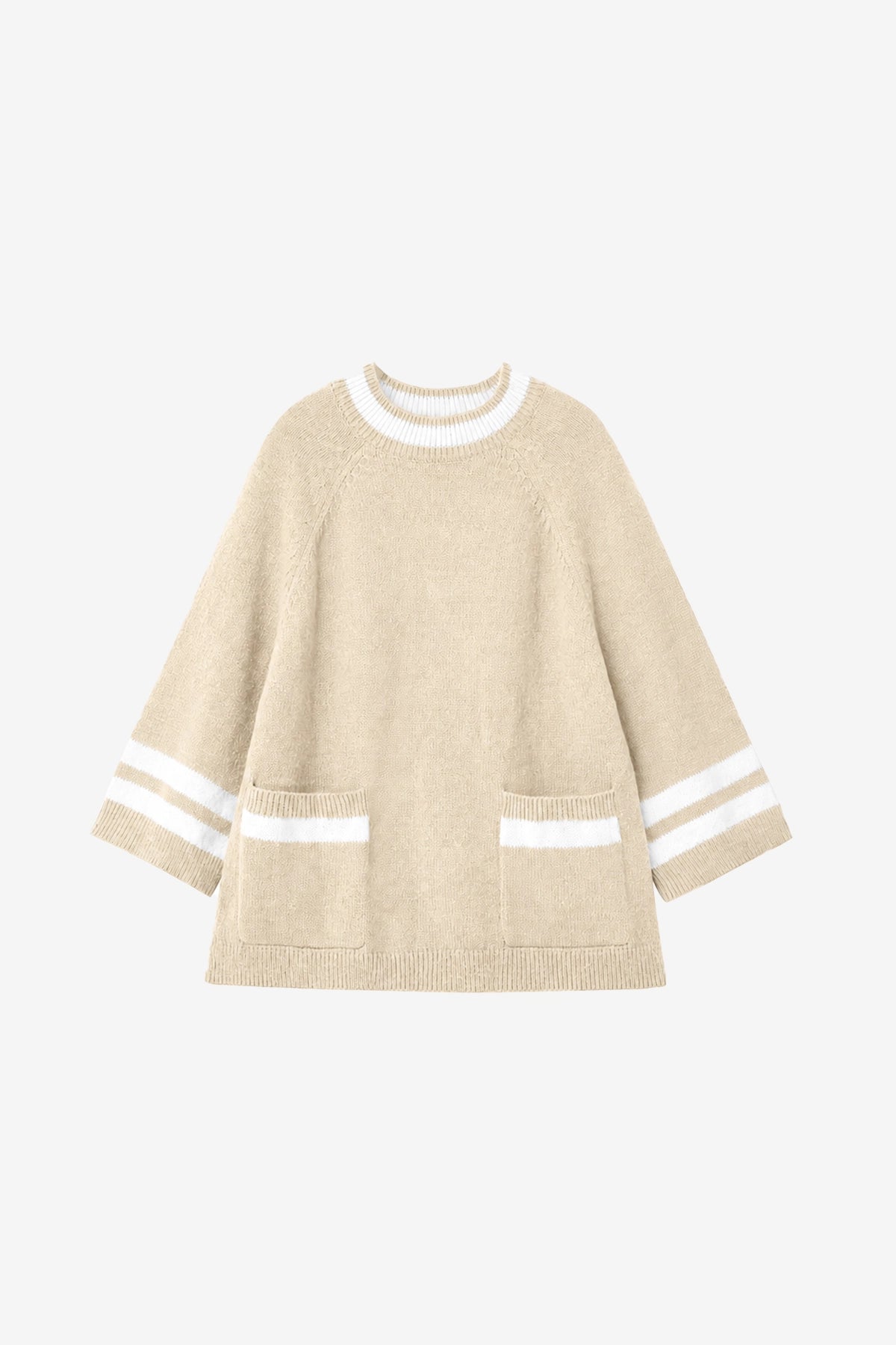 Wrinkle-Free Beige Mock Neck Oversized Sweater | CicyBell