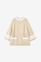 Wrinkle-Free Beige Mock Neck Oversized Sweater | CicyBell