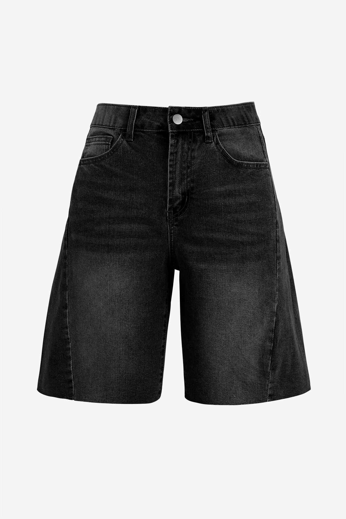 Womens Black Summer Mid Waist Denim Shorts | CicyBell