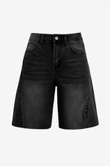 Womens Black Summer Mid Waist Denim Shorts | CicyBell
