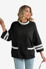 Wrinkle-Free Black Mock Neck Oversized Sweater | CicyBell