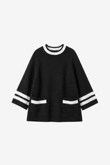 Wrinkle-Free Black Mock Neck Oversized Sweater | CicyBell