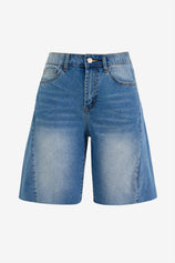 Womens Blue Summer Mid Waist Denim Shorts | CicyBell