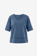 Womens Bluish Gray Summer V Neck T Shirts | CicyBell