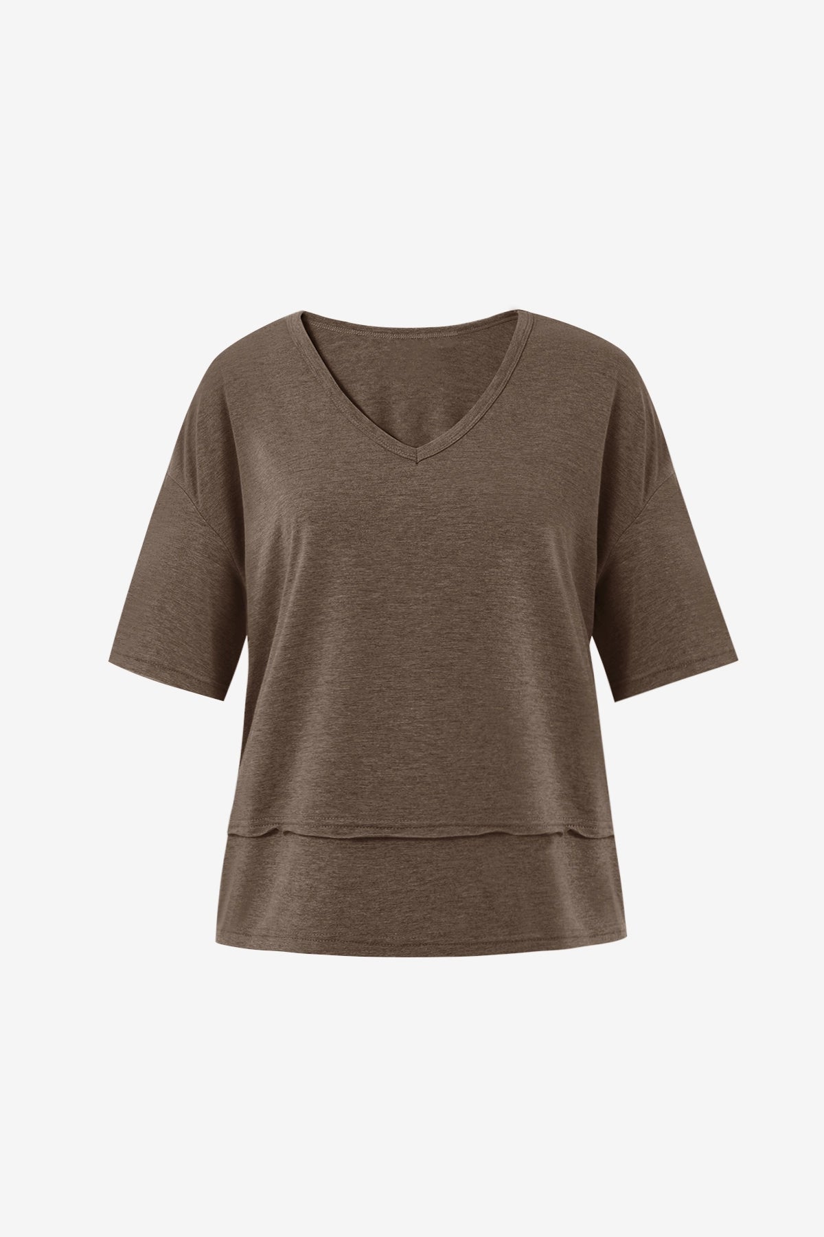 Womens Brown Summer V Neck T Shirts | CicyBell