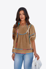 Womens Brown Summer Babydoll Tops | CicyBell