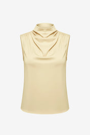 Womens Champagne Mock Neck Satin Tank Tops | CicyBell