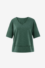 Womens Dark Green Summer V Neck T Shirts | CicyBell
