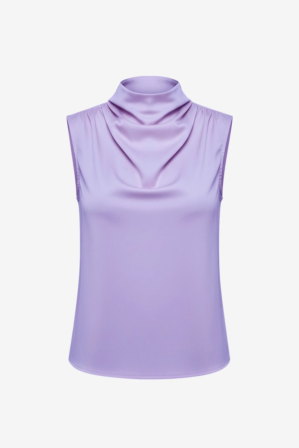 Womens Dressy Purple Mock Neck Satin Tank Tops | CicyBell