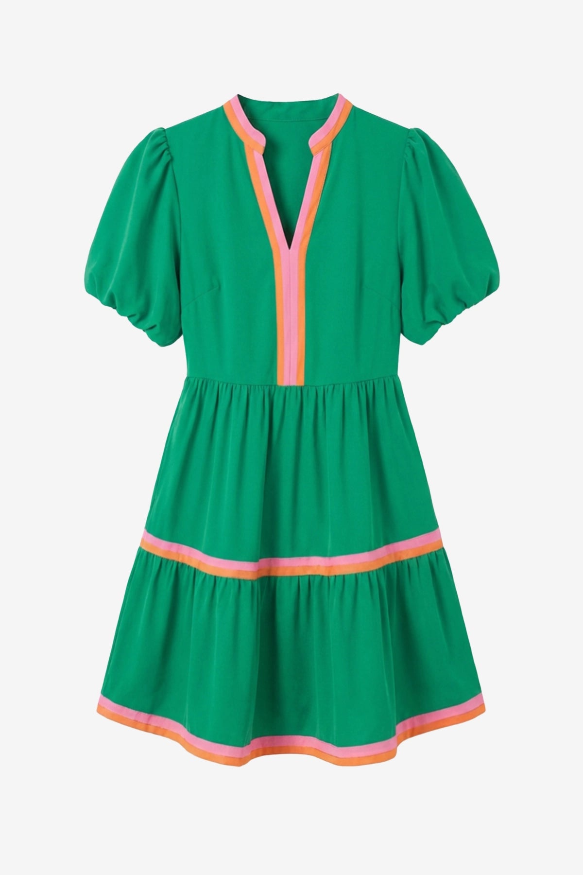 Womens Green V Neck Floral Mini Dress  | CicyBell