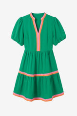 Womens Green V Neck Floral Mini Dress  | CicyBell