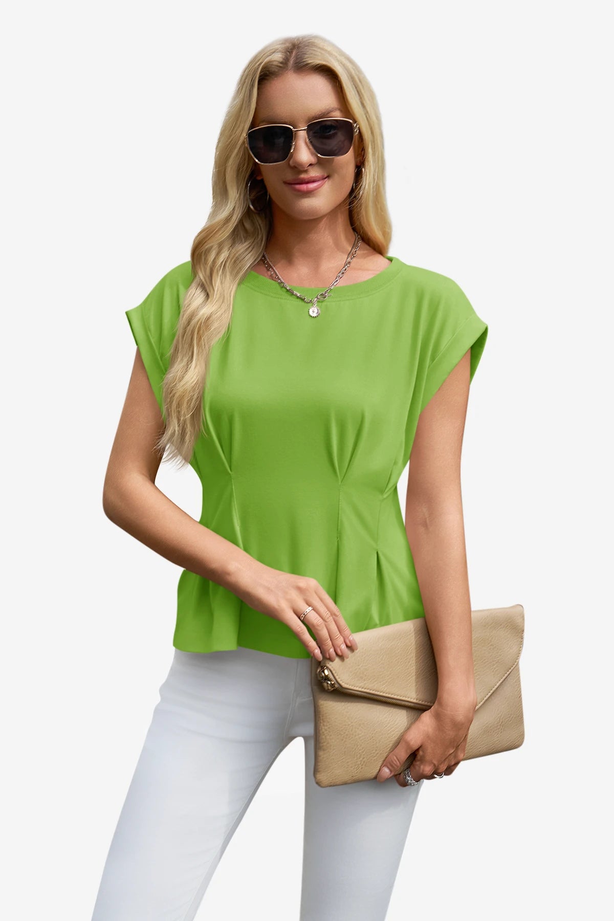 Womens Green Cap Sleeve Tank Tops | CicyBell