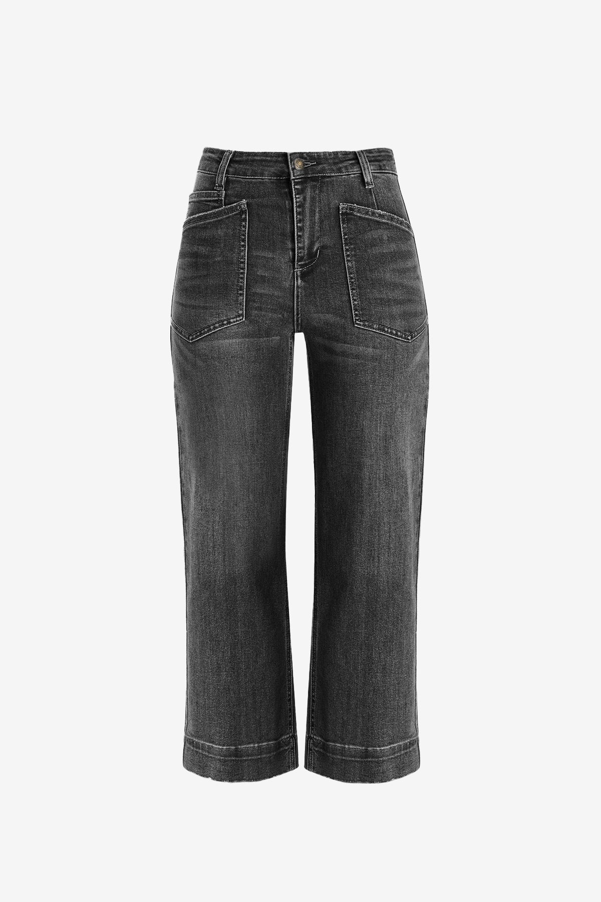 Womens Grey Cropped High Waisted Baggy Jeans | CicyBell
