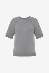 Wrinkle-Free Grey Half Sleeve Sweater Raglan Knit | CicyBell