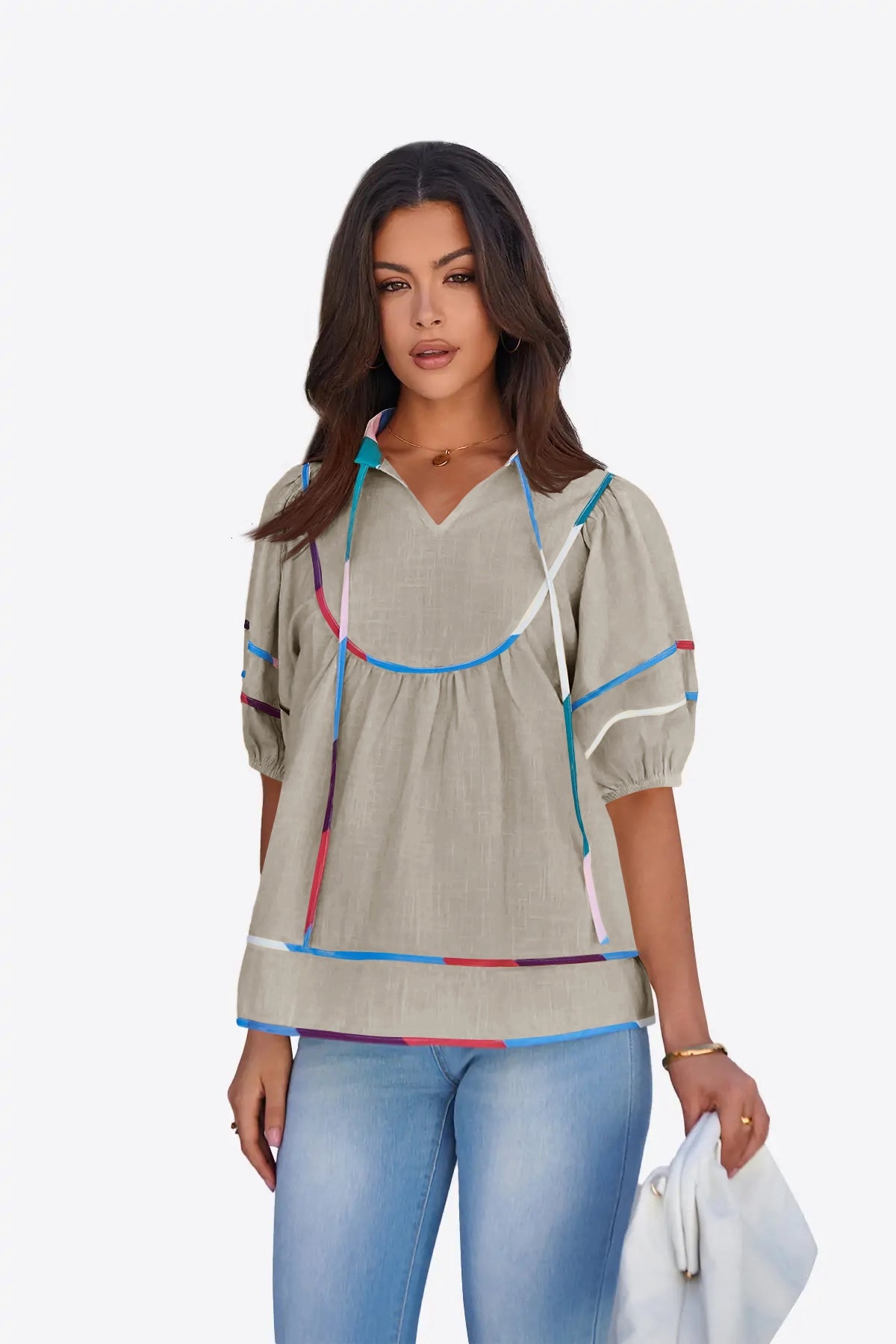 Womens Grey Summer Babydoll Tops | CicyBell