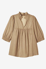 Womens Khaki Puff Sleeve V Neck Blouse | CicyBell