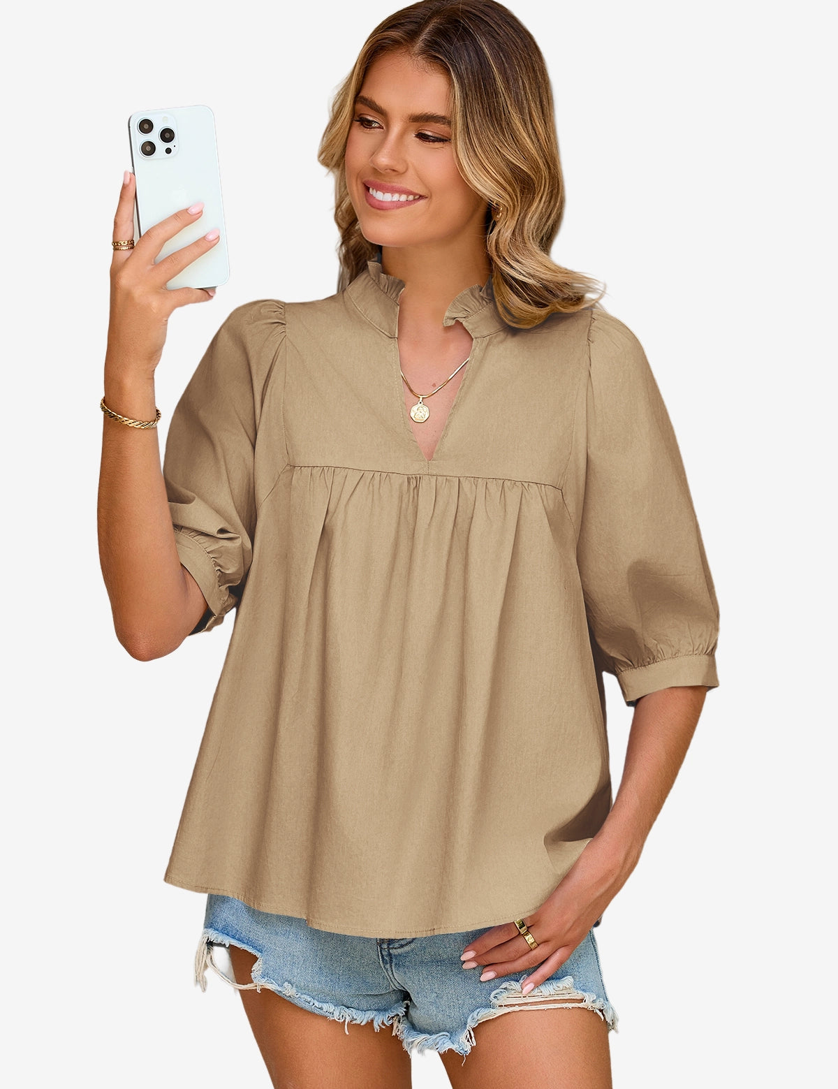 Cicybell-Woman-Khaki-Blouse-H4E278_3.webp