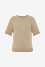 Wrinkle-Free Khaki Half Sleeve Sweater Raglan Knit | CicyBell