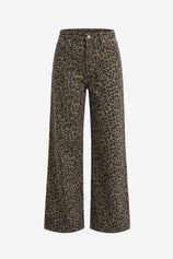 Womens Leopard High Waisted Straight Leg Jeans | CicyBell