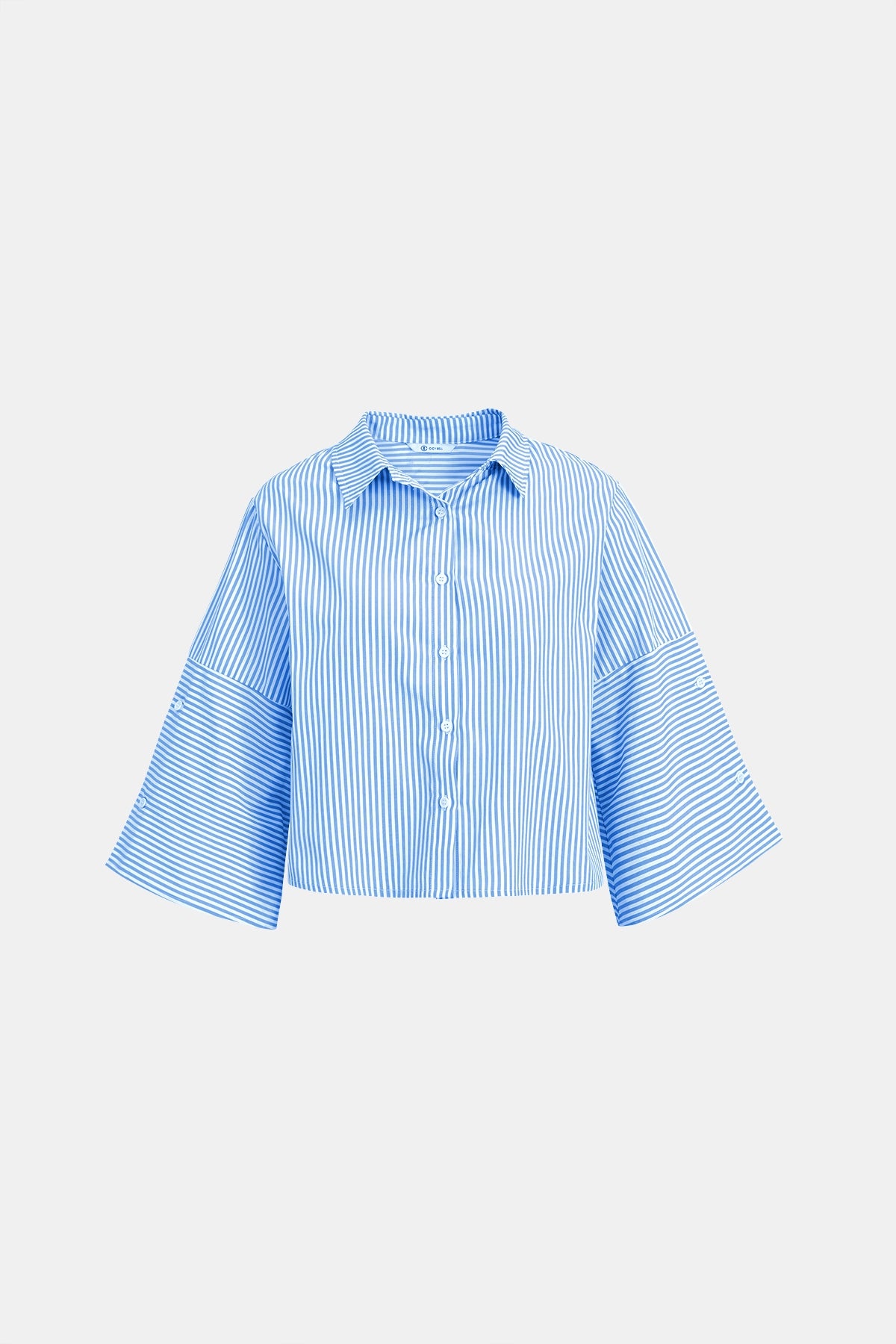 Womens Light Blue Button Down Blouses | CicyBell