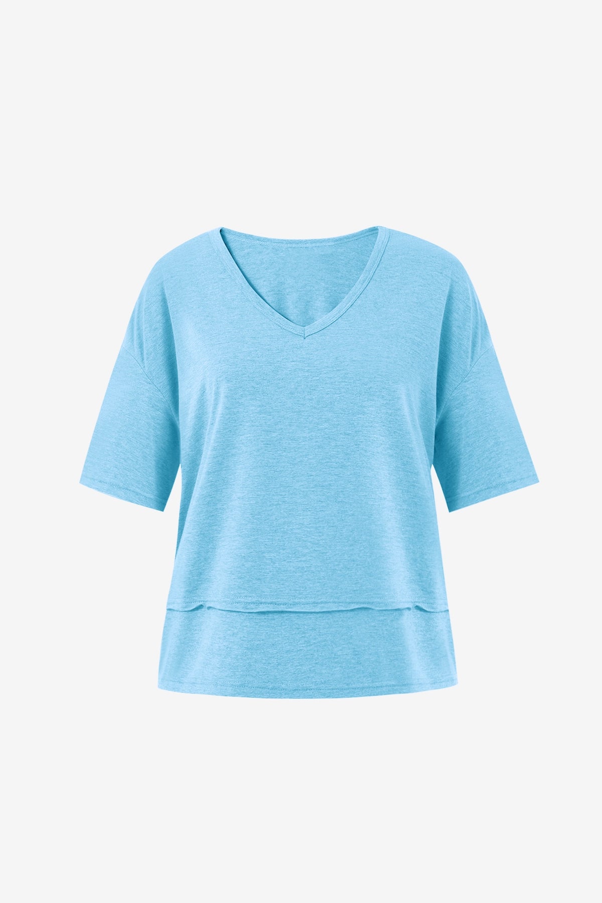 Womens Light Blue Summer V Neck T Shirts | CicyBell