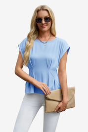 Womens Light Blue Cap Sleeve Tank Tops | CicyBell