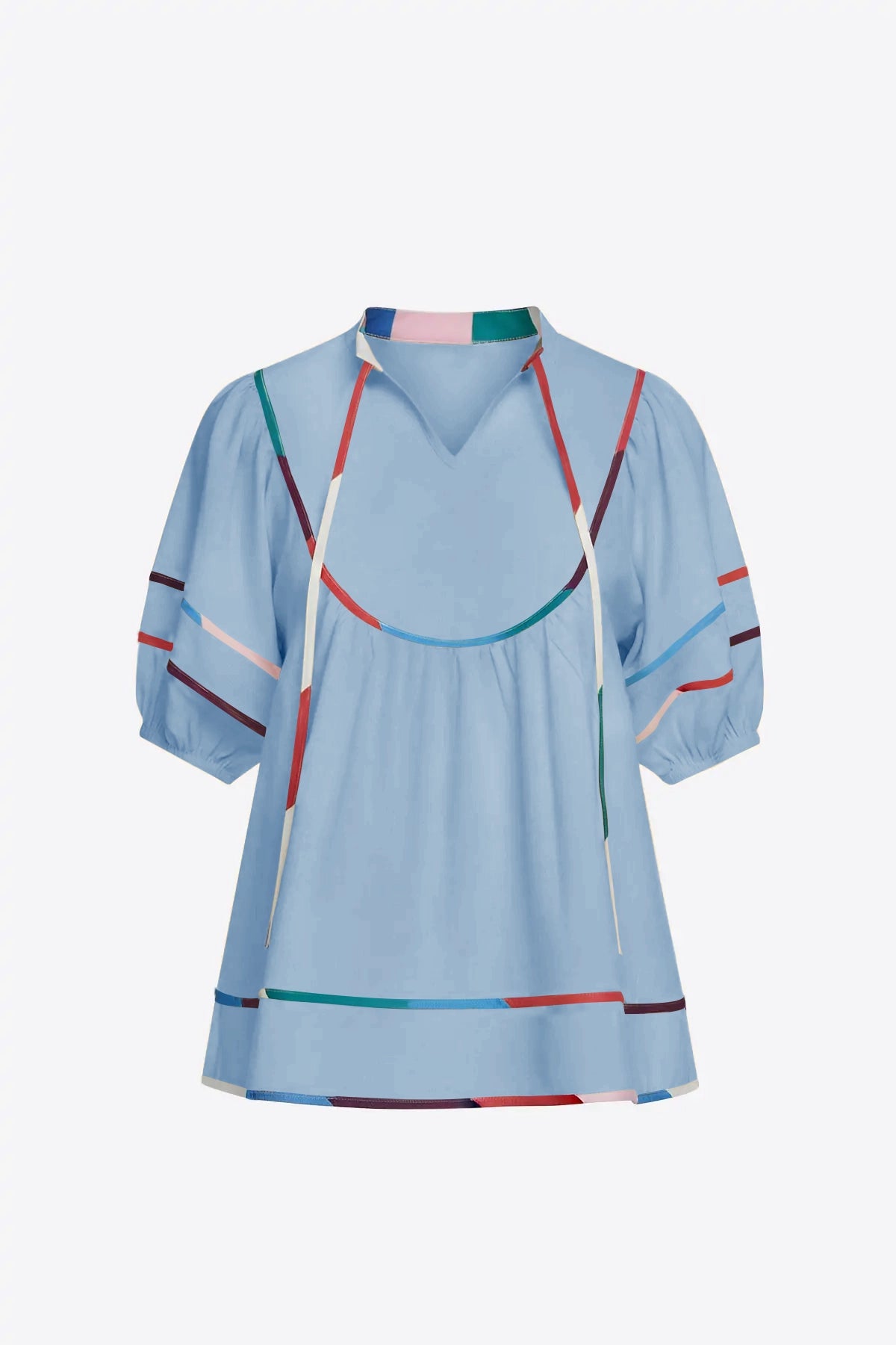 Womens Light Blue Summer Babydoll Tops | CicyBell