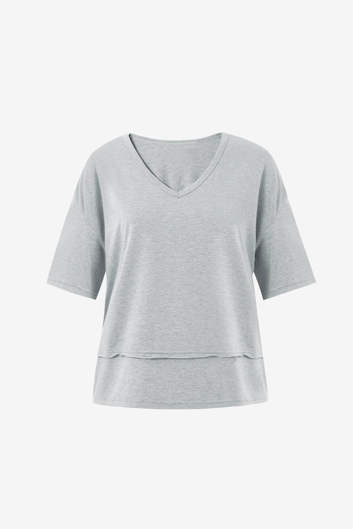 Womens Light Grey Summer V Neck T Shirts | CicyBell