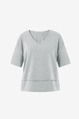 Womens Light Grey Summer V Neck T Shirts | CicyBell