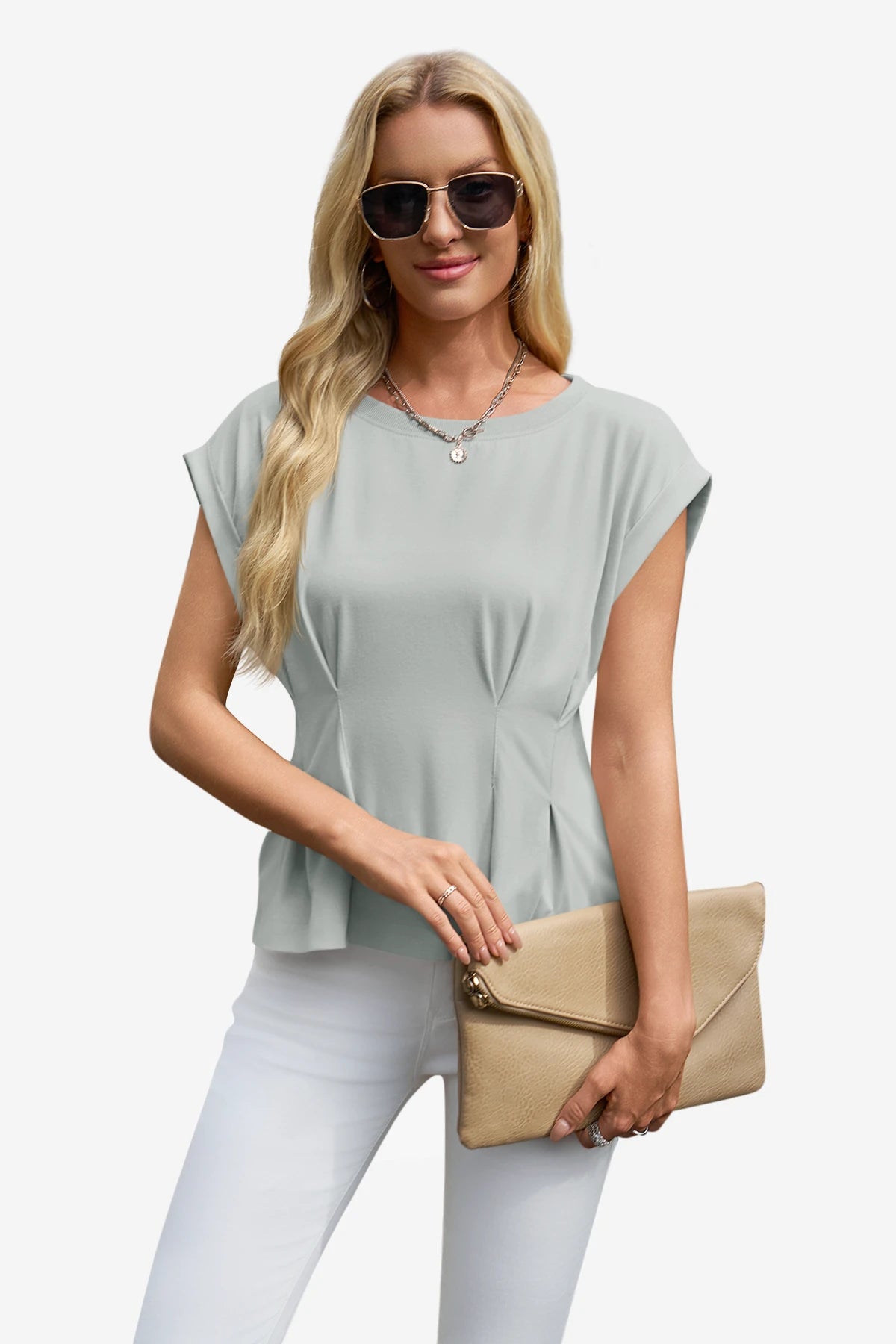 Womens Light Grey Cap Sleeve Tank Tops | CicyBell