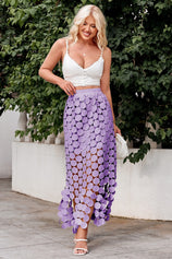 Womens Light Purple Hollow Out Maxi Skirts | CicyBell