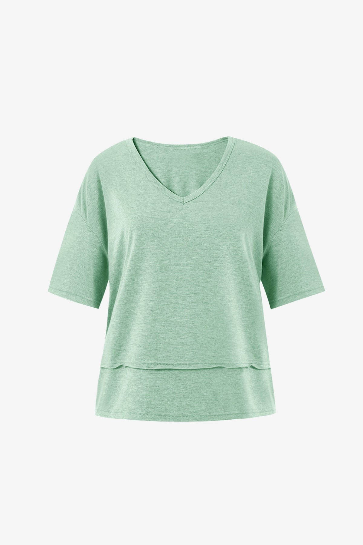 Womens Mint Color Summer V Neck T Shirts | CicyBell