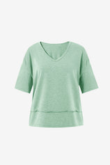 Womens Mint Color Summer V Neck T Shirts | CicyBell