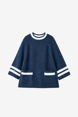 Wrinkle-Free Navy Mock Neck Oversized Sweater | CicyBell