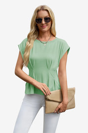 Womens Pea Green Cap Sleeve Tank Tops | CicyBell
