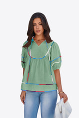 Womens Pea Green Summer Babydoll Tops | CicyBell